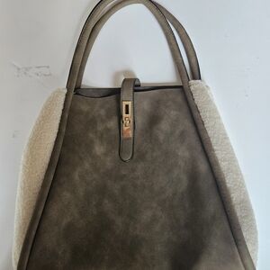 Elegant Taupe and Cream Women's Tote Bag